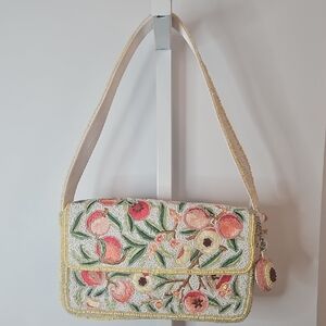 Viral Beaded Peach Fruit Bag NWT Artisan Handcrafted India Boho Shoulder Bag
